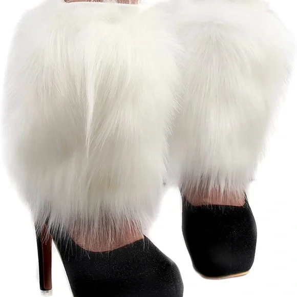 Faux Fur Boots Shoes Cuffs Leg Warmers Fuzzy Boot Covers - Picture 3 of 7